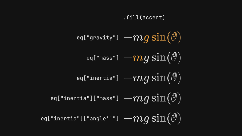 Equation parts